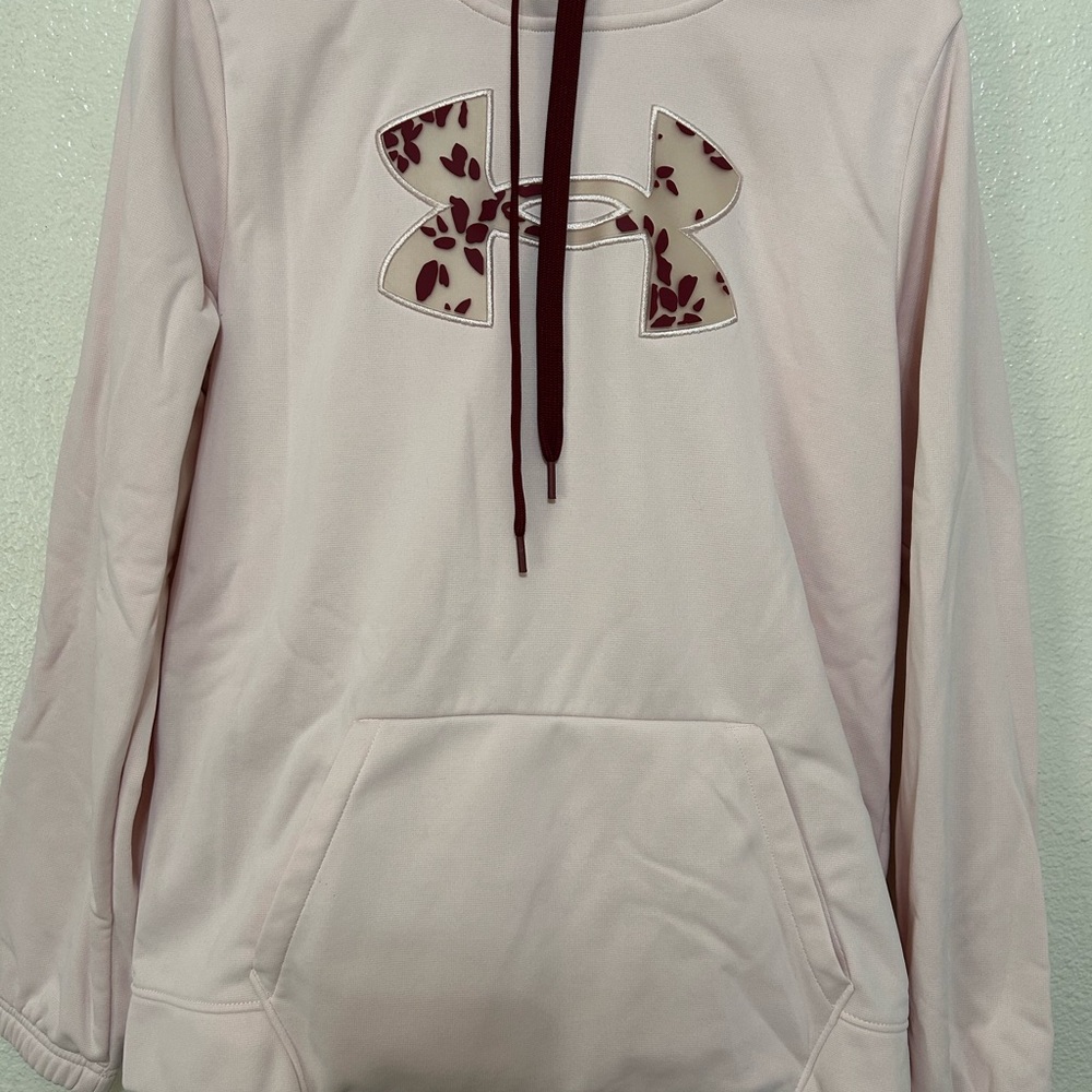 Under Armour Women's Light Pink Sweatshirt with Maroon Accents